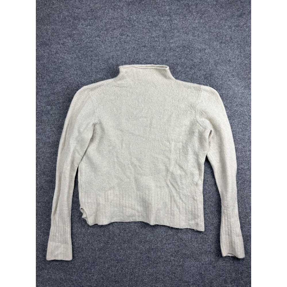 Madewell Sweater Womens Large Ivory Mock Neck Ribbed Hem Long Sleeve Side Slits - Picture 1 of 7